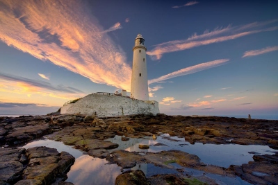 St Marys Lighthouse Sunset 1-Whitley Bay