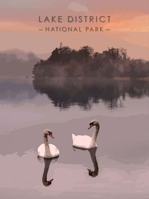 Lake_District_Ullswater_Swans-Retro_Print