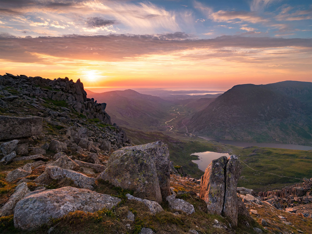 Sunset over Anglesey, Glyder Fach-Snowdonia (Eryri)