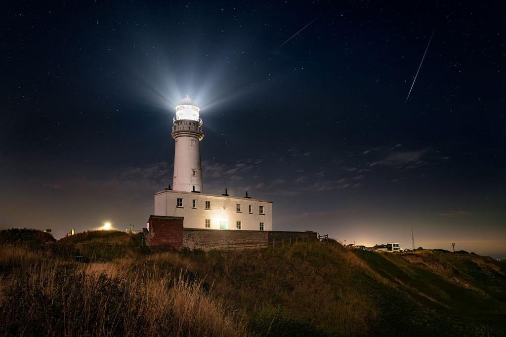 Lighthouse and Perseid Meteors-Flamborough Head